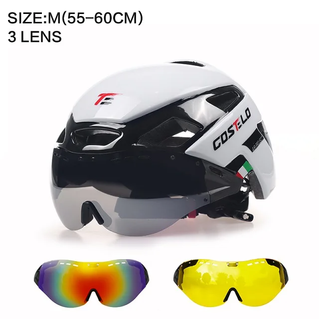 WHITE M 3 LEN Costelo велосипедный светильник шлем MTB дорожный велосипедный шлем скоростной Airo RS Ciclismo защитные очки для мужчин и женщин 230 г - Цвет: WHITE M 3 LEN