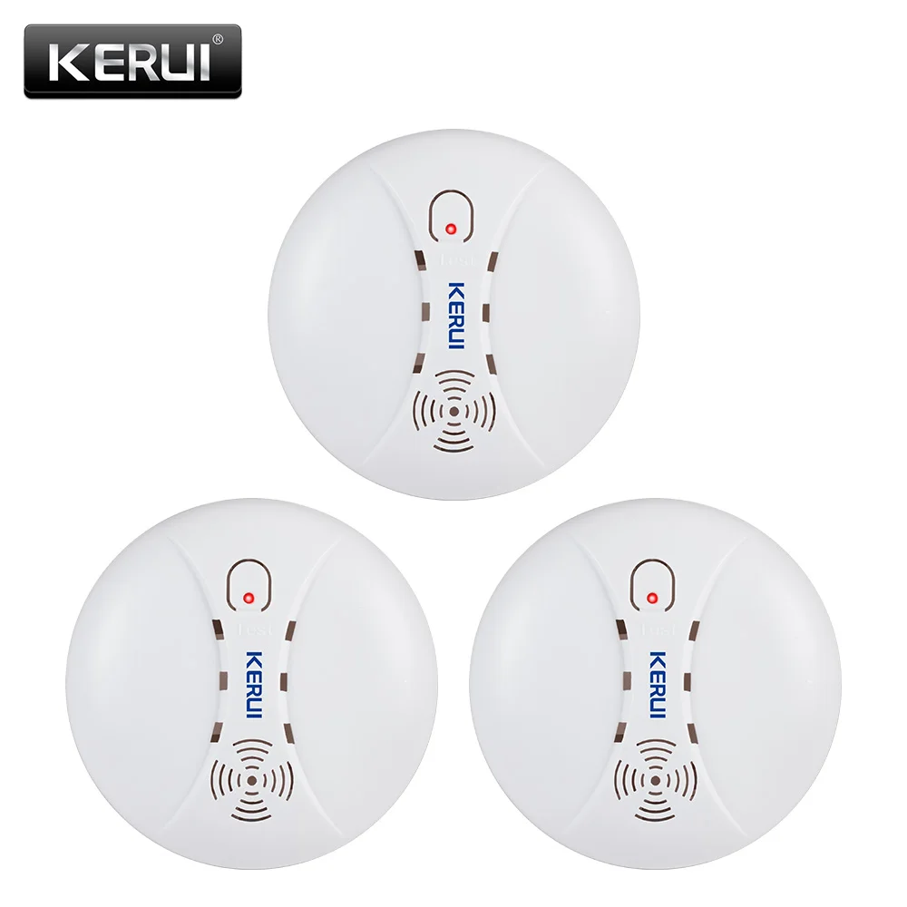 

KERUI 3pcs/lot Home Kitchen Wireless Smoke Detector 433MHZ Home Security Sensitive Fire Sensor Alarm For KERUI Alarm System