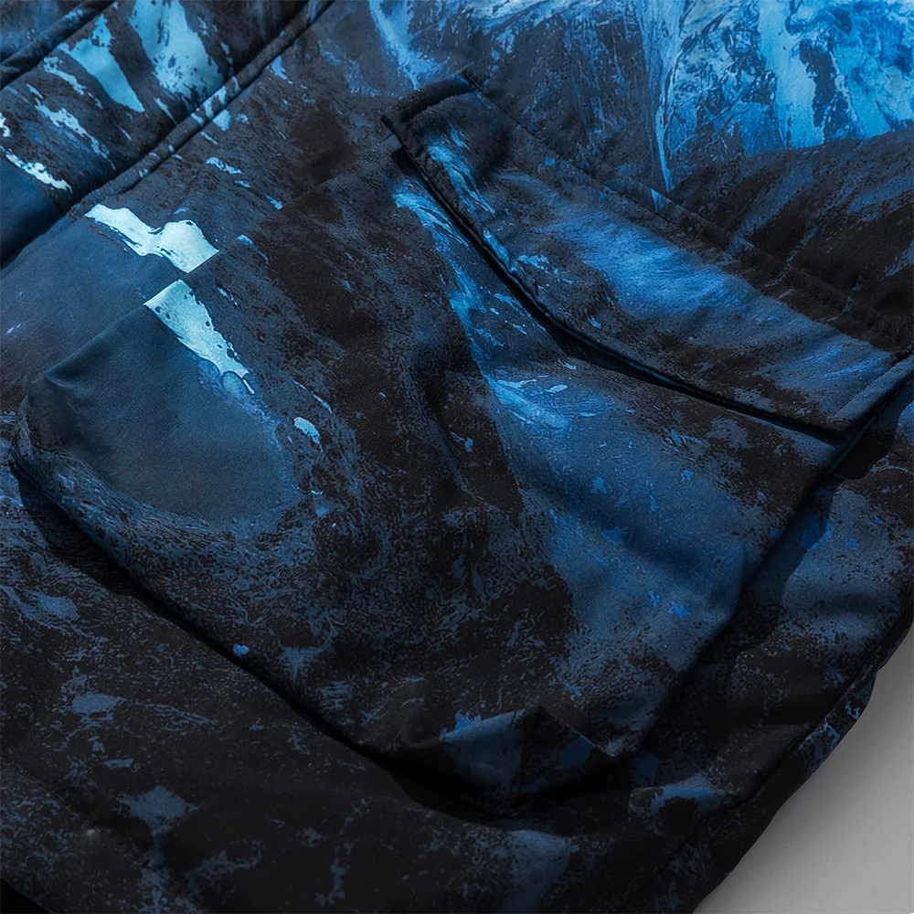 

Aolamegs Down Jacket Men Universe Snow Mountain Printed Winter Jacket Men Outdoor Thicken Warm Baggy Harajuku Windbreaker Coats