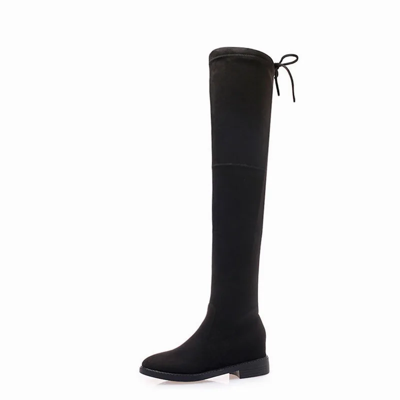 

Женские ботфорты из эластичной ткани, высокие сапоги на платформе, зимняя обувь, 2021