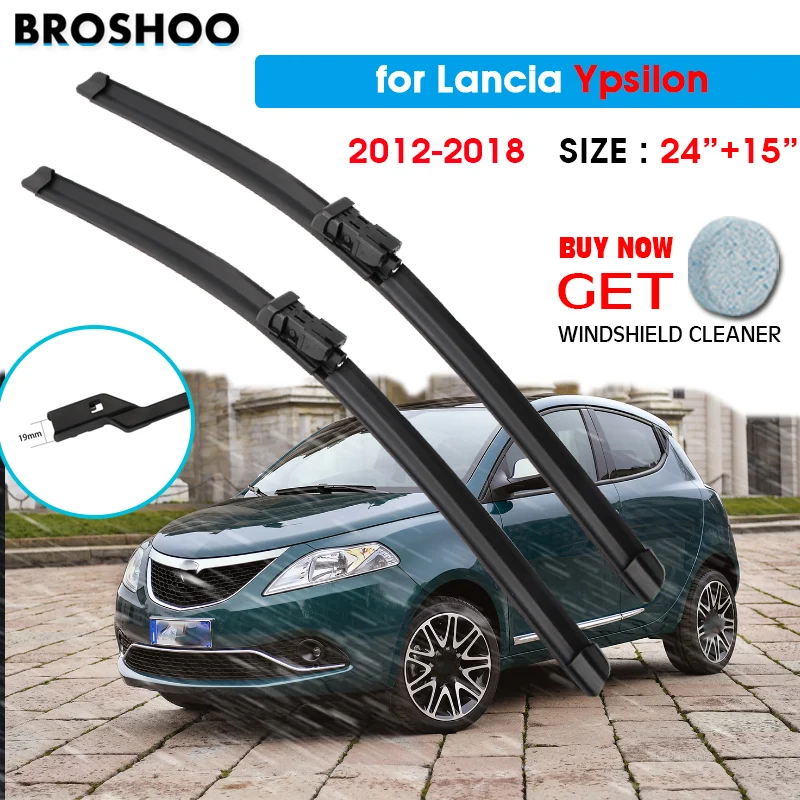 

Car Wiper Blade For Lancia Ypsilon 24"+15" 2012-2018 Auto Windscreen Windshield Wiper Blade Window Fit Push Button Arm