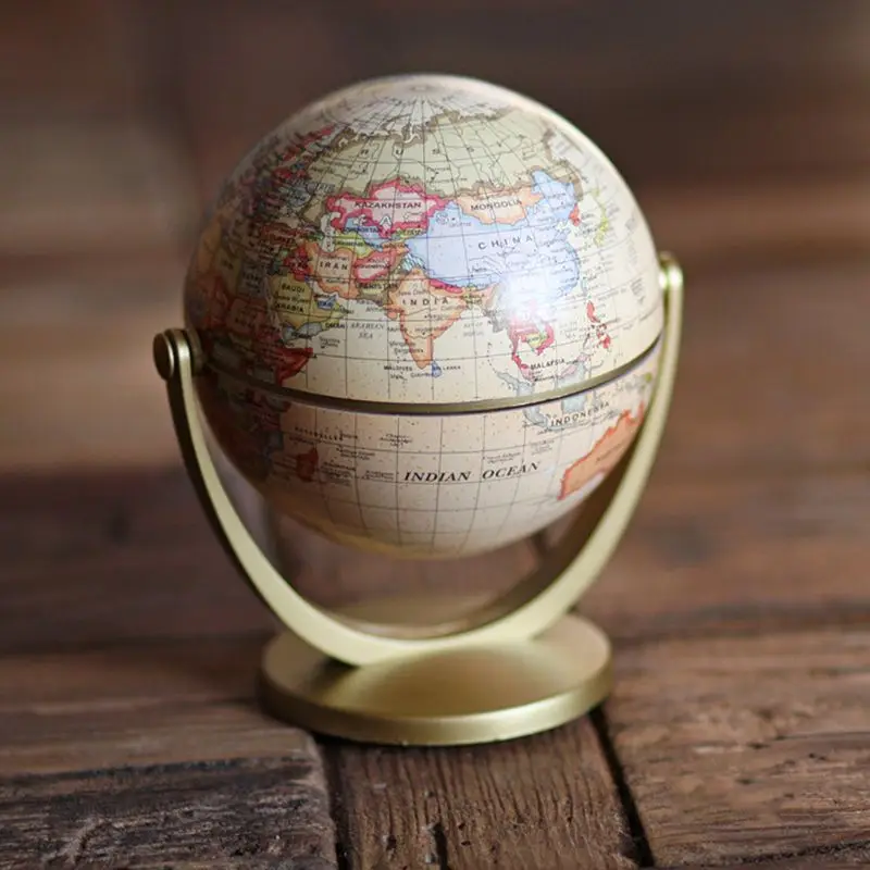

Vintage English Edition Globe World Map Decoration Earth Globes with Base Geography Classroom Home Office Decoration