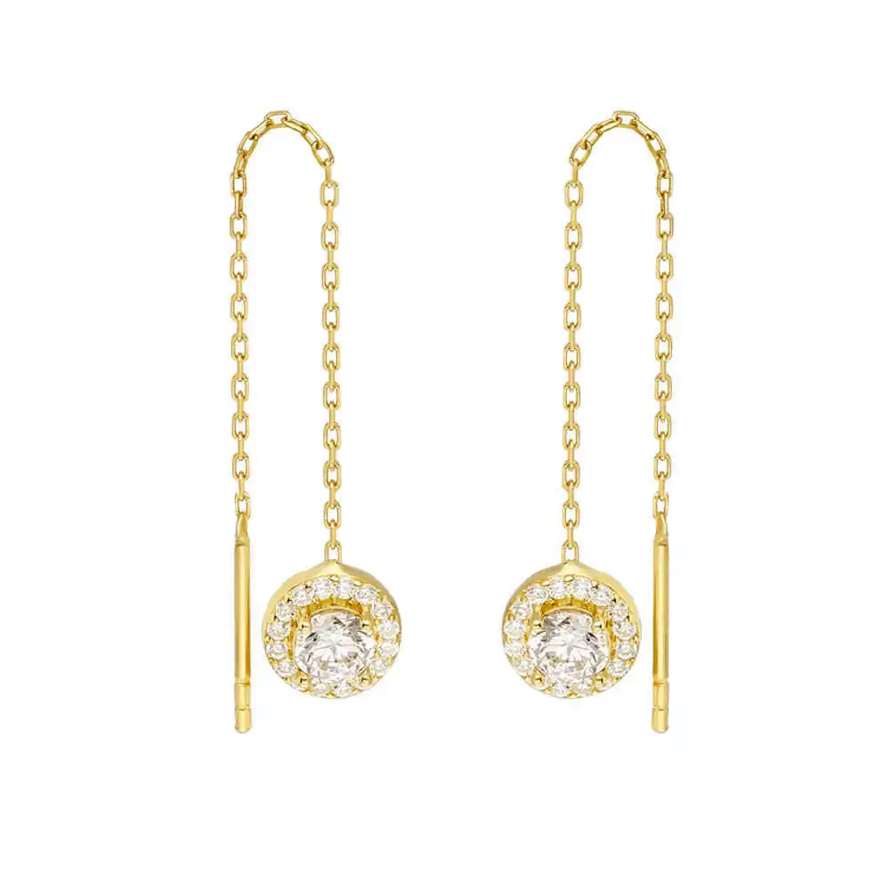 

Zircon Tektal Gold Color 925 Sterling Silver Dangle Earrings