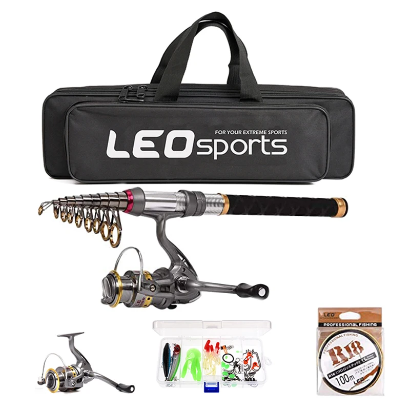 Рыболовная удочка LEO катушка из комбинированного карбонового телескопического