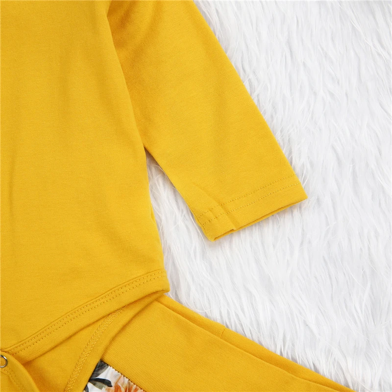 

3PCS Infant Baby Girl Clothes Long Sleeve Crew Neck Ruffle Romper + Floral Pants + Headband Set