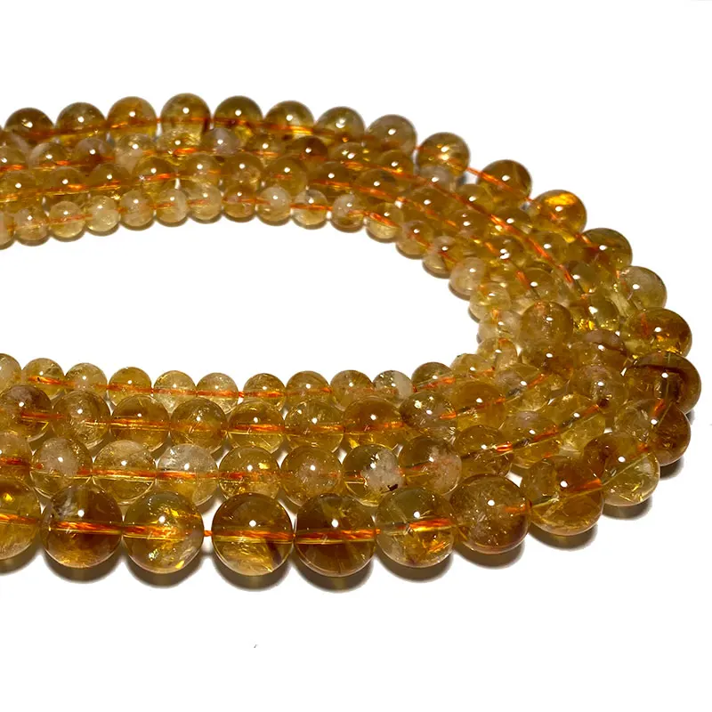 Оптовая продажа, AAAA, 100% натуральный камень, лимонные желтые кристаллы, круглые бусины-разделители, ожерелье для браслета, 6/8/10 мм