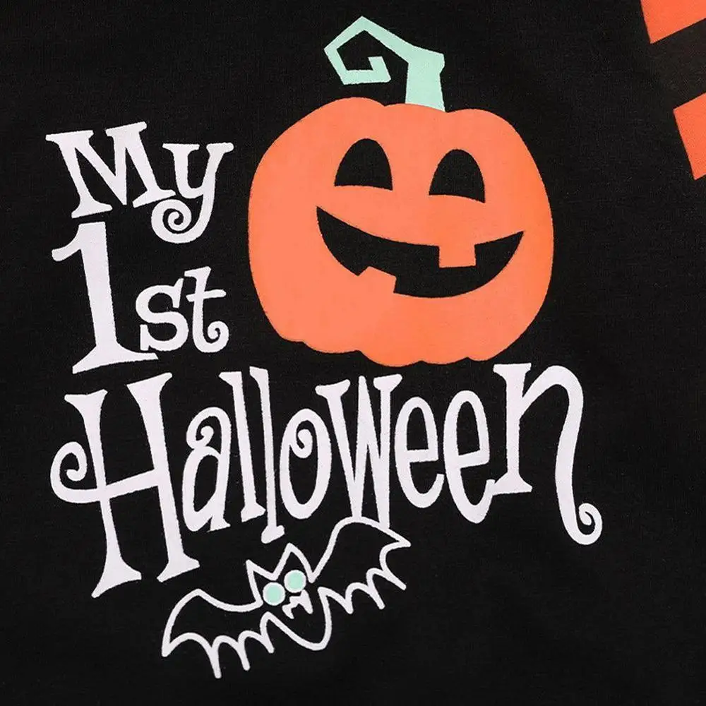 

Winter Halloween Children Clothes Kids Girls Boys Pumpkin 2 Print Suit long Top Costume Pcs Set Pants Pa J5U6