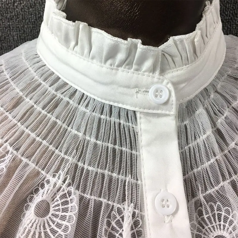 

Fashion Wild Fake Collar Bride Dress Decorative Button Lace Hollow Stand Collars D08E