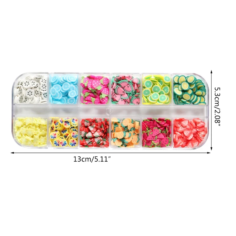 

12 Grids/Box Fruit Soft Polymer Clay Slices UV Epoxy Resin Mold Filler DIY Crafts Jewelry Making Material Nail Decor