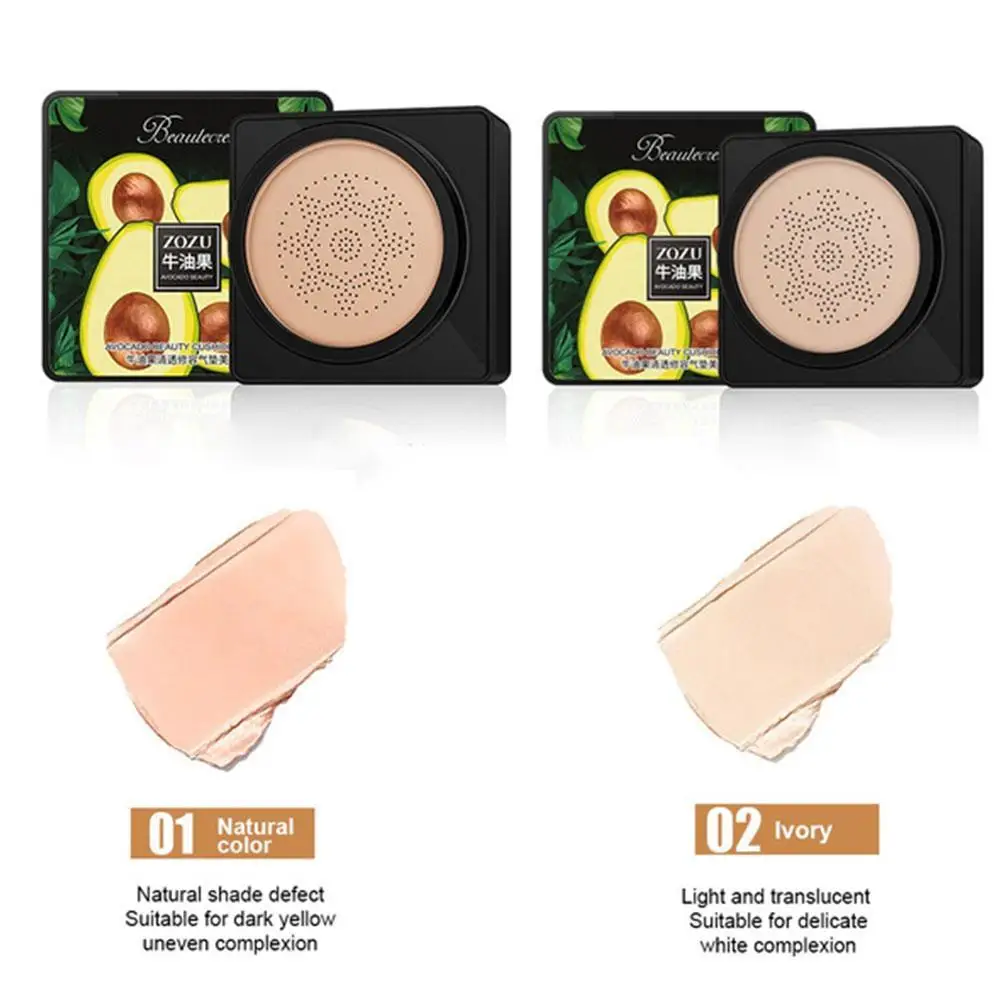 

1pc Avocado Beauty Cream Clear And Repair Cushion Mushroom Moisturizing Brighten Cushion Tone Face Skin Makeup Cushion E2H7
