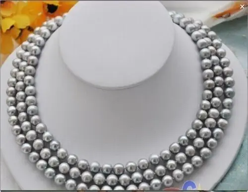 

Hot 48inch 7-8mm south sea gray pearl necklace