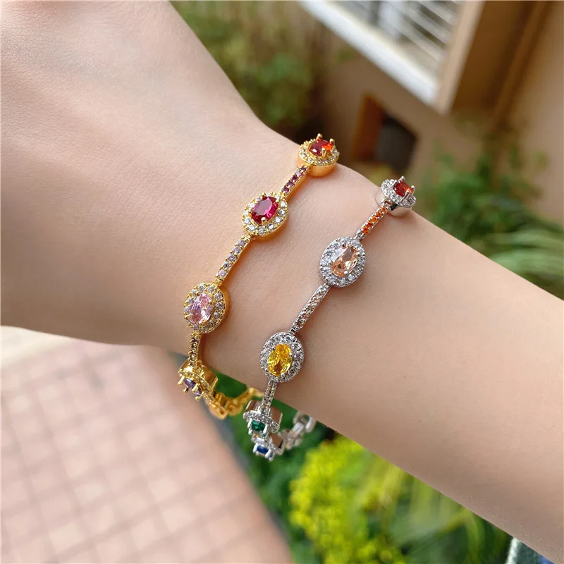 

Brand Charm Classic AAA Cubic Zircon Mix Colour Roundel Bracelets For Woman Elegance Wedding Party Birthday Gift Valentine's Day