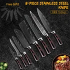 Дамаск 7cr17 Нержавеющаясталь Кухня ножей Кливер нарезки Дамаск вен выжить Кухня Набор ножей с Ножи крышка чехол