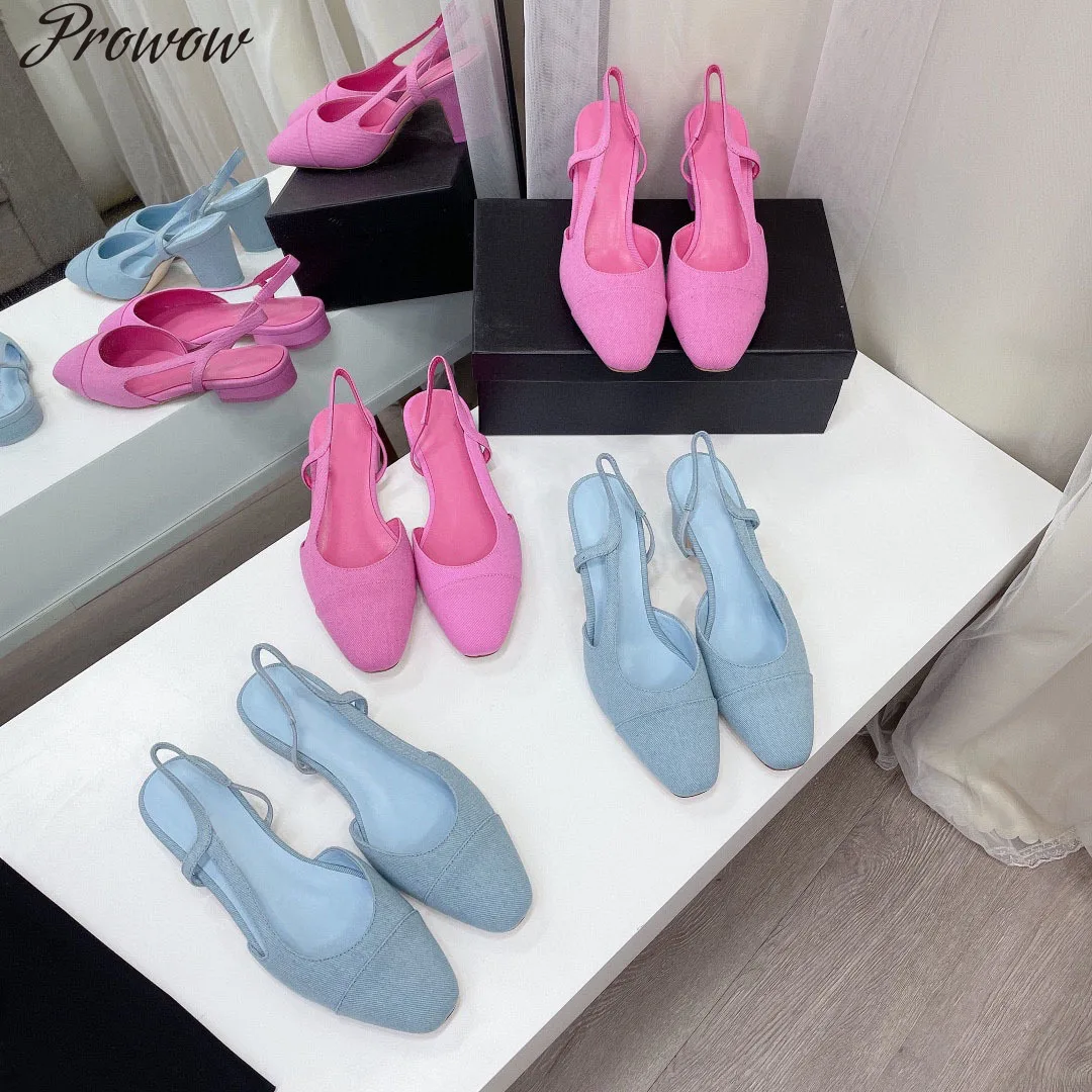 

Prowow 2021 Women Pumps Ins Hot Women Shoes Summer Outdoor Slingbacks Leisure Shoes Genuine Leather Women Sandals Round Toe