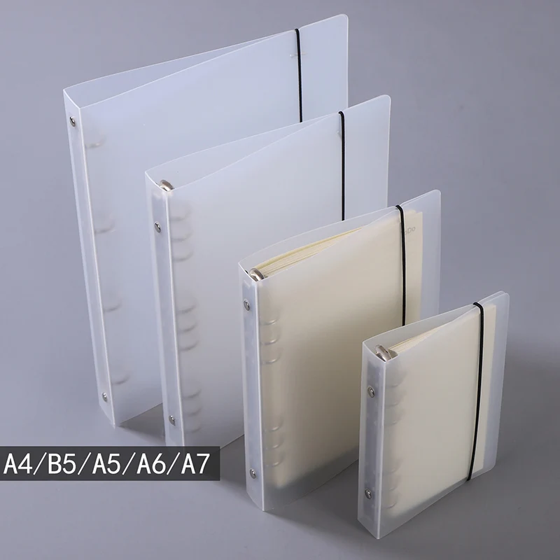

A4 A5 A6 B5 Frosted Transparent Notebook Shell Planner Book Cover Student Diary Stationery 6-hole Loose-leaf Notebook Cover