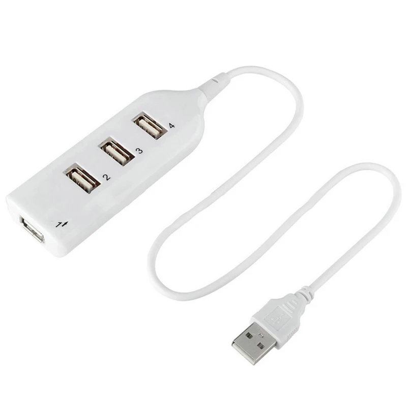 Белый 1 шт. высокоскоростной 480 Мбит/с 4 порта USB 2,0 концентратор USB разветвитель адаптер порт для ноутбука ПК компьютер периферийные устройства Аксессуары - Цвет: Белый