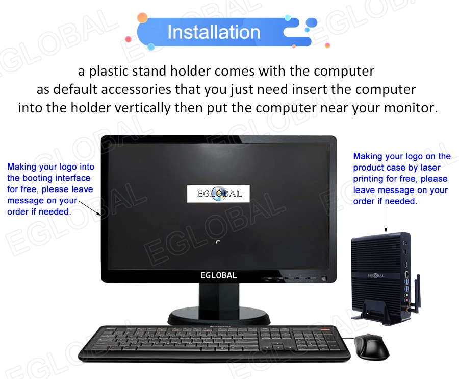 Мини ПК без вентилятора Eglobal Nuc Kaby Lake Core i7 8550U 4K HTPC HD Graphics 620 микро компьютер неттоп