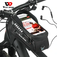 west biking quality eva bicycle bag waterproof front frame cycling phone bag sensitive touch screen mtb road bike pannier bag