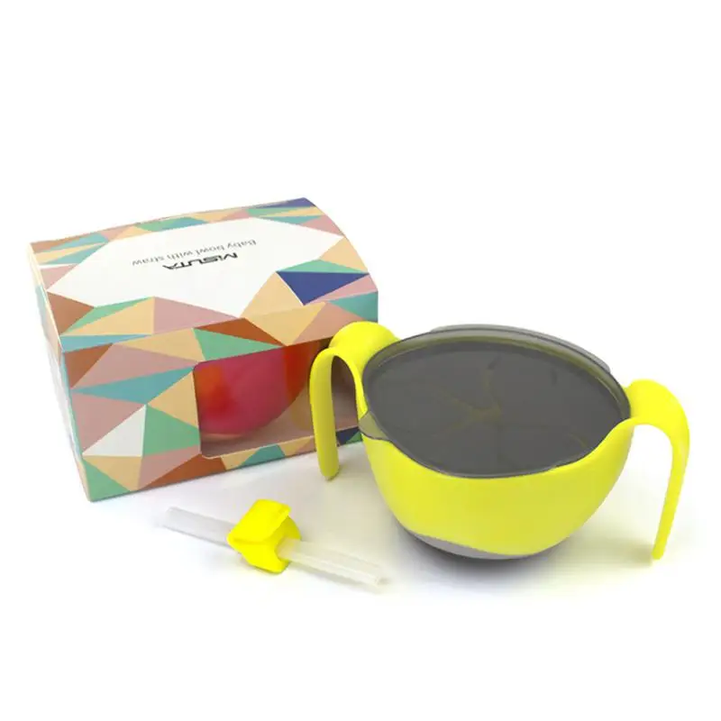 

Baby Feeding Suction Bowl With Straw Kids Tableware Anti-skid Sucker Bowl Baby Care Children Food Water Juice Milk Snack Bowl