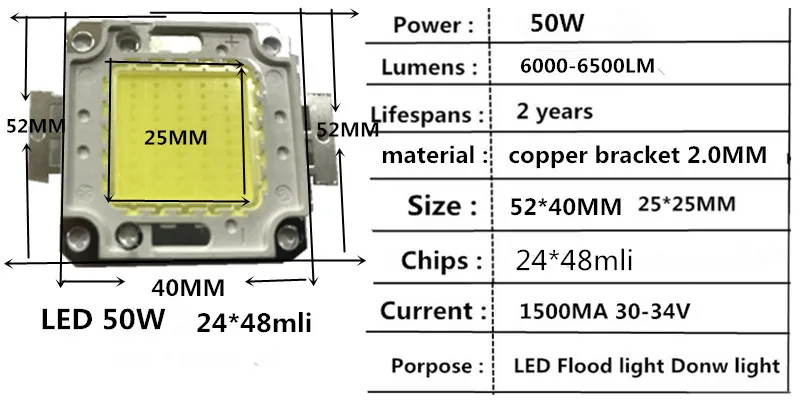 Полный Вт светодиодный COB 3030 мощностью 10 Вт, 20 Вт, 30 Вт, 50 Вт 1500MA 32V 6500LM 1500MA светодиодный чип-диод 50 Вт высокой мощности Светодиодный светильник для уличный светильник