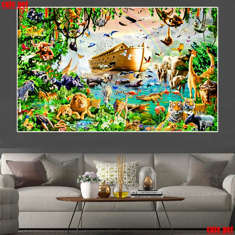 

Алмазная 5D Вышивка «Ковчег Ноя», милая картина без рамки, мозаика для творчества, вышивка стразами, настенное искусство