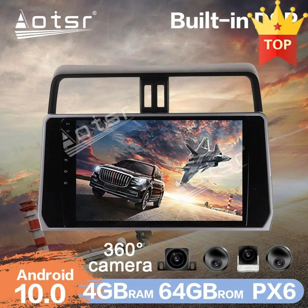 Автомобильный мультимедийный плеер на Android 10 HD 360 камера для Toyota Land Cruiser Prado 150 2017 +