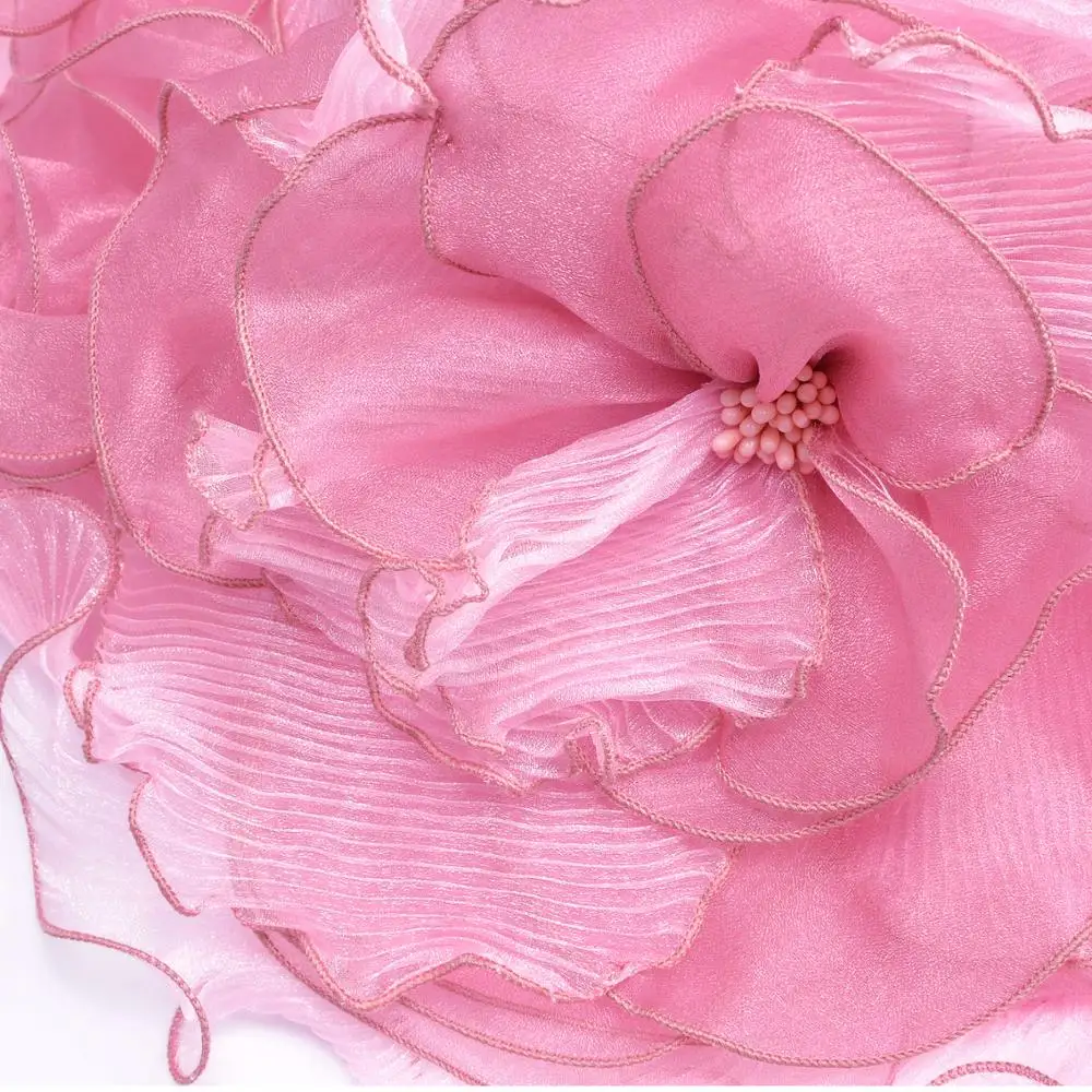 Шляпка Панама женская из органзы 4 слоя с широкими полями для церкви и