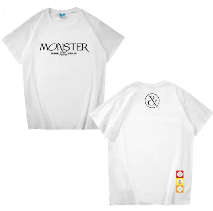 Новое поступление красная бархатная Футболка kpop с мультипликационным принтом