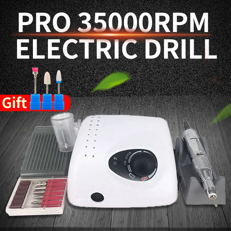 35000 RPM Professional Electric Nail Drill Machine 65W strong 210 micromotor manicure pedicure set nail file electric drill kit