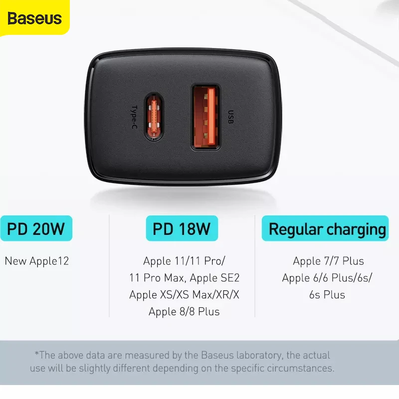 Зарядное устройство Baseus PD 20 Вт USB Type C для iPhone 13 12 Pro Max Xiaomi быстрая зарядка 3 0