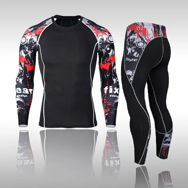 Мужская компрессионная спортивная одежда костюмы трико для тренажерного зала