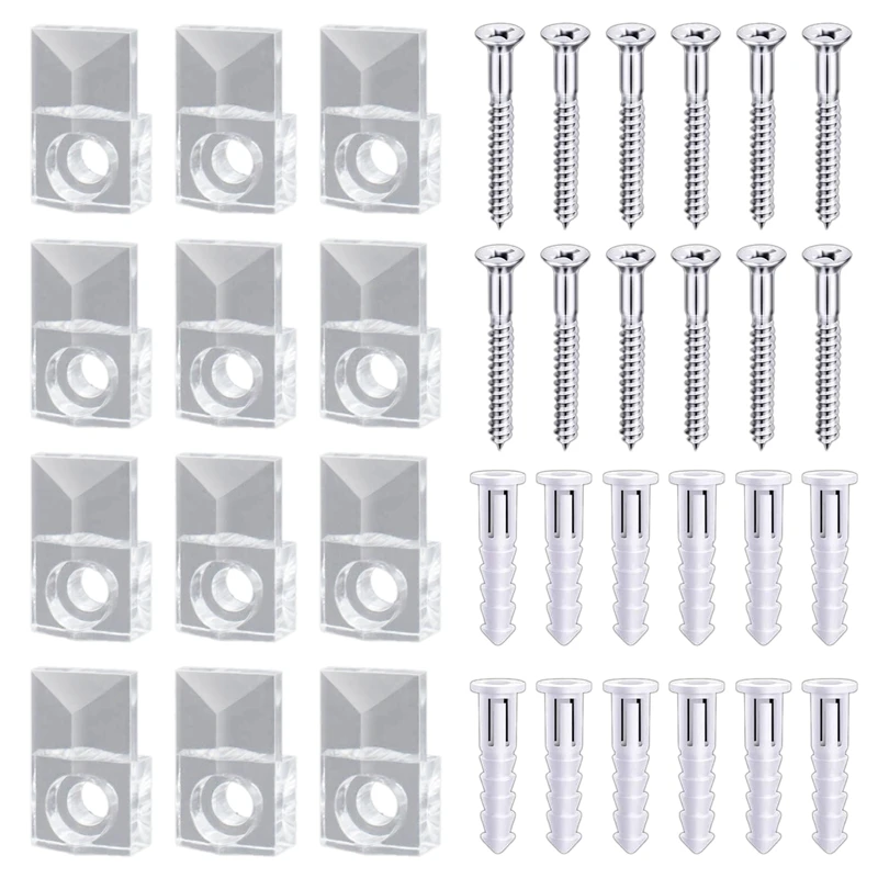 

22 Sets of Mirror Holder Clips Kit Crystal Clear Plastic Mirror Clip Mirror Holder Clips Glass Retainer Clips Kit
