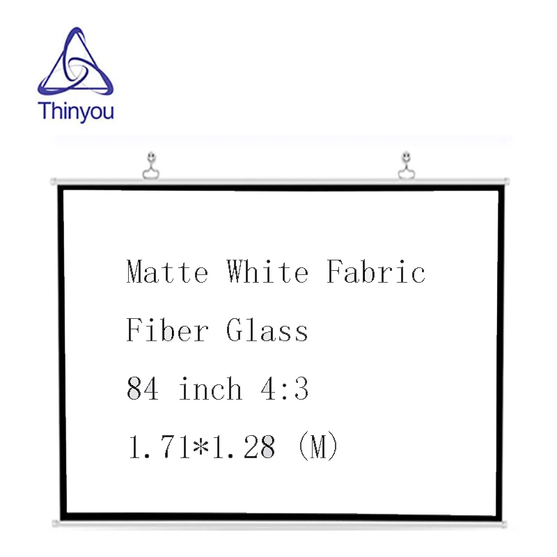 

Thinyou 84 inch 4:3 Screen Wall Matte White Fabric Fiber Glass Portable Projector Screen for Wall Mounted Home Theater Bar