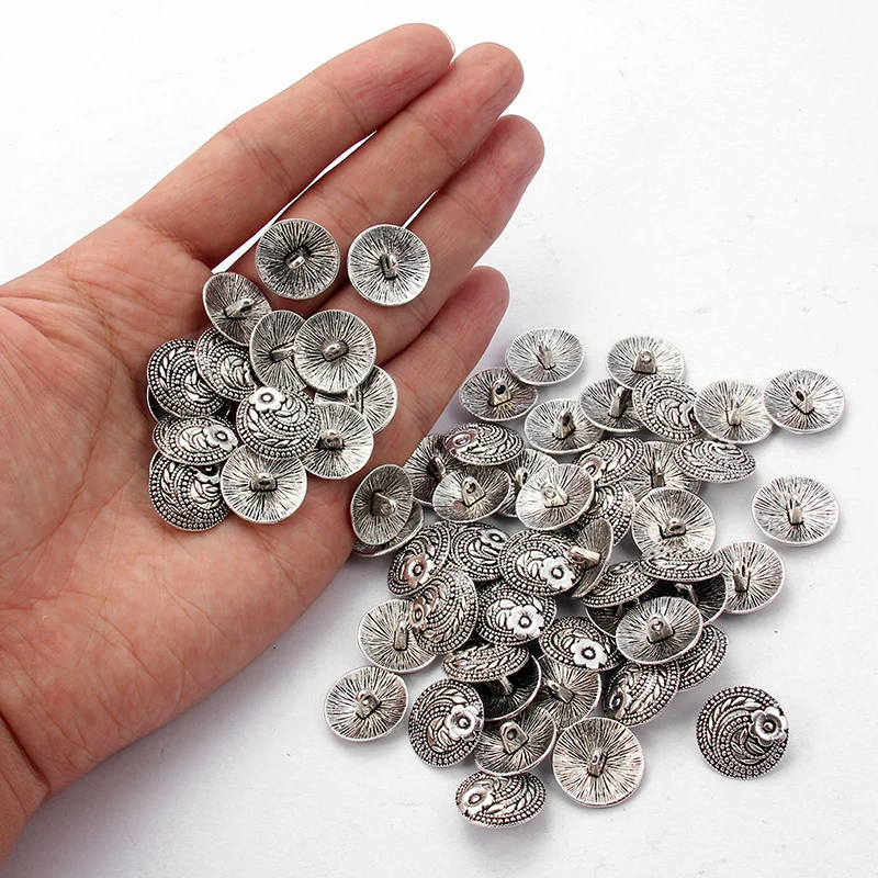 20pcs Zinc Alloy Jeans Buttons Square Elephant Hat Shoes Round Single Hole Button Charms Jewelry Accessories