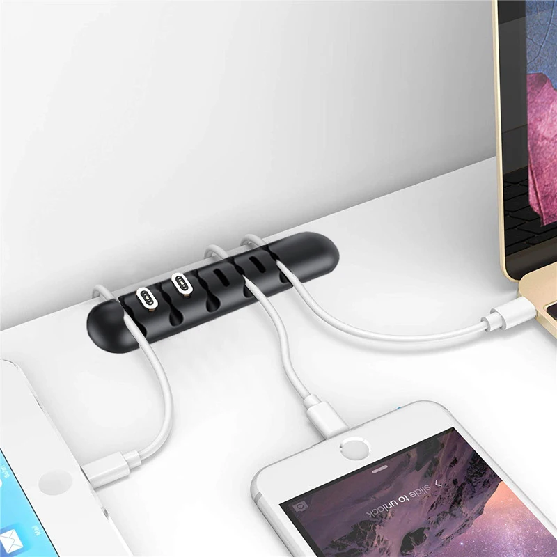 Органайзер для кабеля и магнитный штекер силиконовый держатель USB настольный с