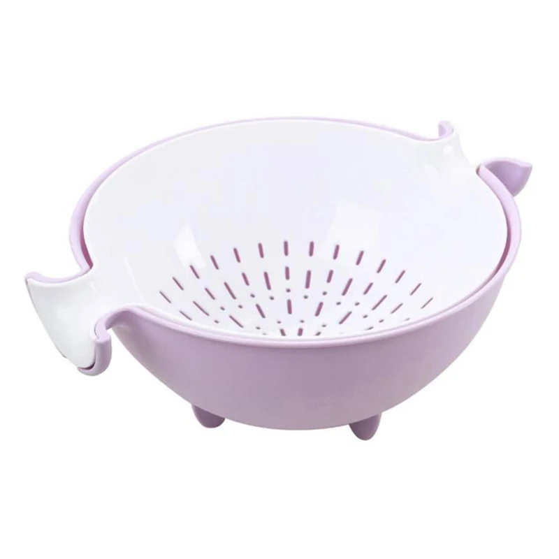 Hot Sale New 1x Multi-function Rotary Drain Basket Plastic Round Double Creative Fruit Kitchen Bowl | Дом и сад
