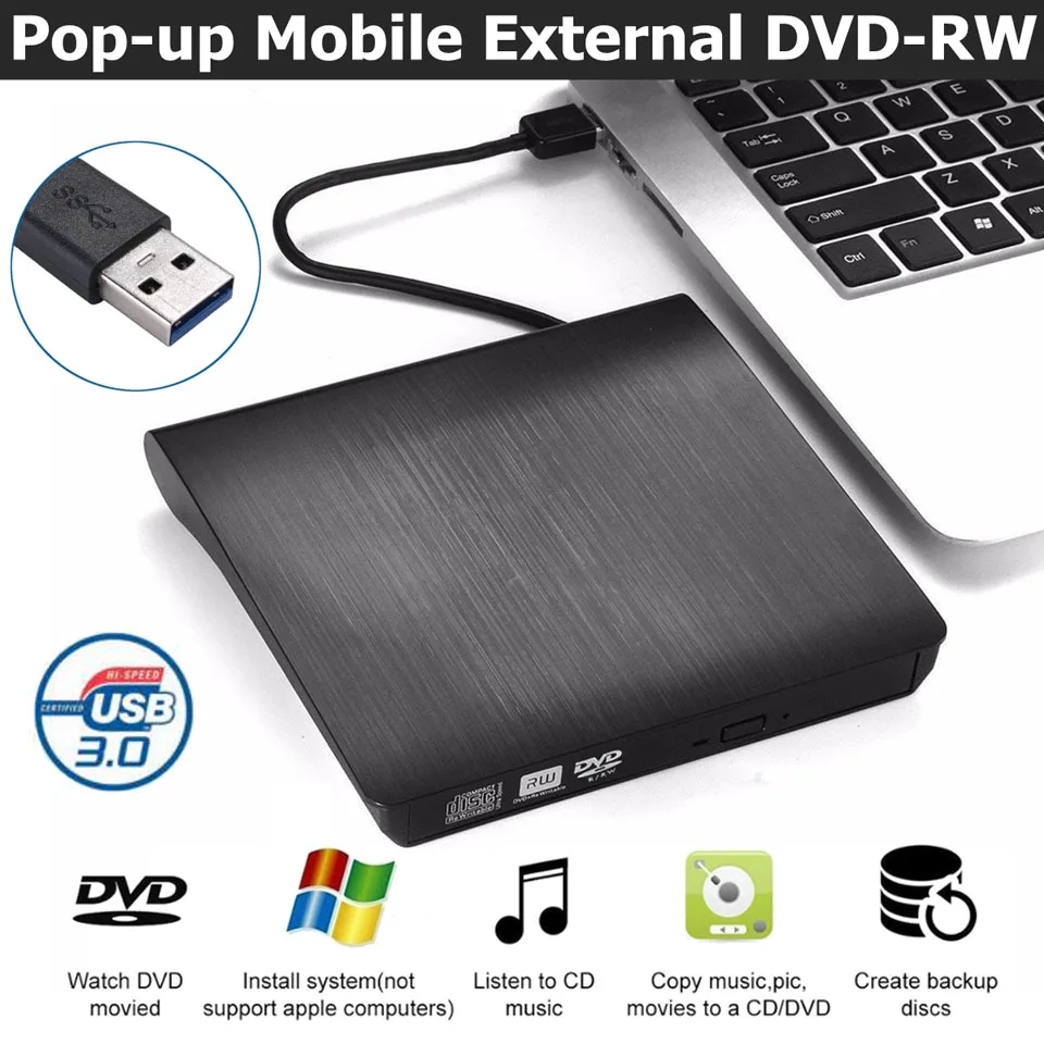USB 3 0 тонкий внешний DVD RW CD записывающее устройство чтения оптические приводы для