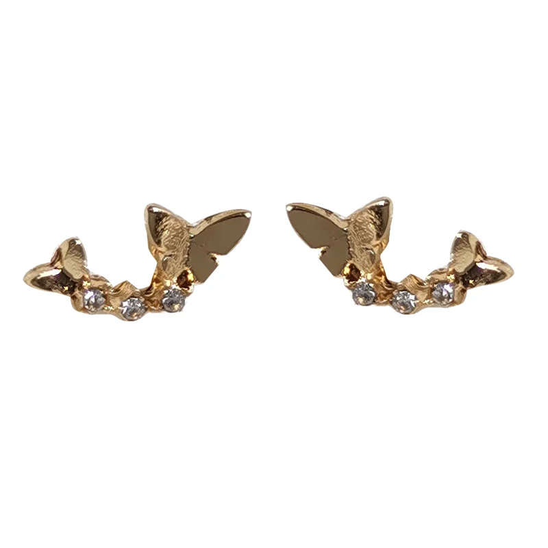 

S925 needle Delicate Jewelry Stud Earrings Pretty Design Clear Crystal Super Small Butterfly Earrings For Girl Student Gifts