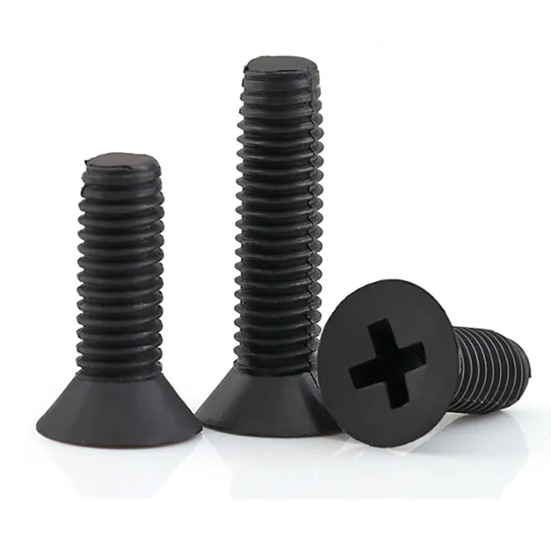 

M2.5 M3 M4 M5 M6 Black Nylon Countersunk Head Screws Plastic Phillips Flat Machine Screw Length 5-25mm