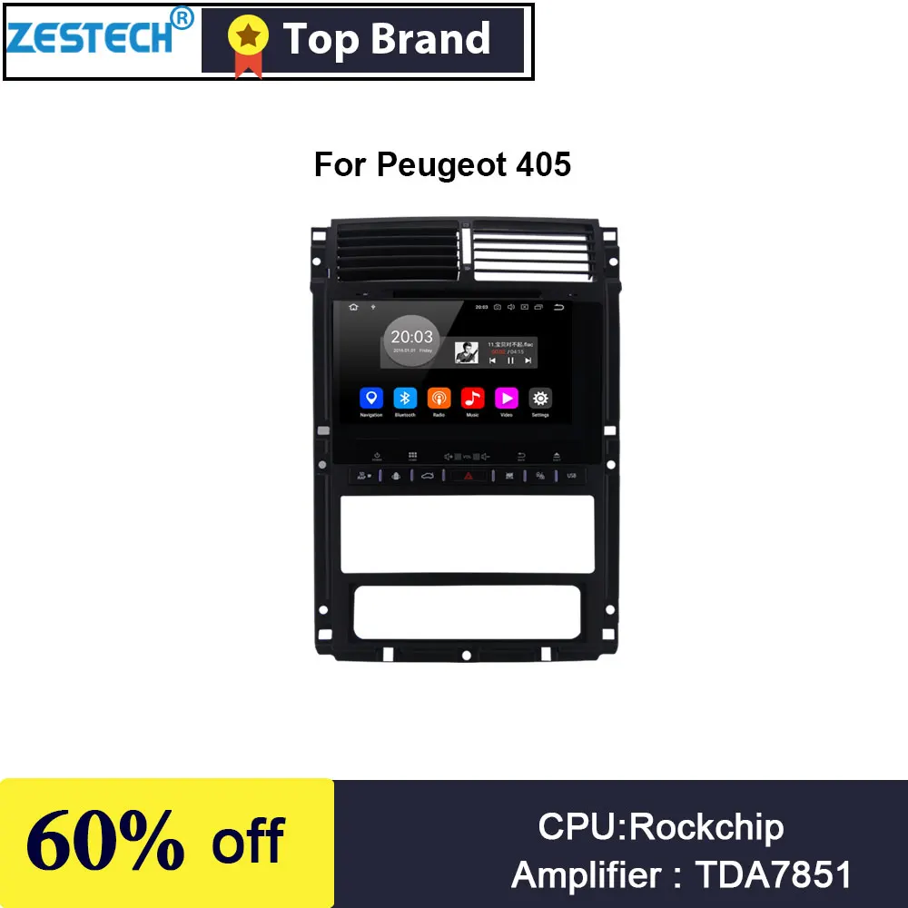 Автомобильный мультимедийный плеер zetech 9 дюймов Android радио DVD для Peugeot 405 Play And Plug GPS