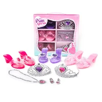 princess dress up play toy pretend play house toy set crystal high heels necklace backpack kit girl party play toy accessory