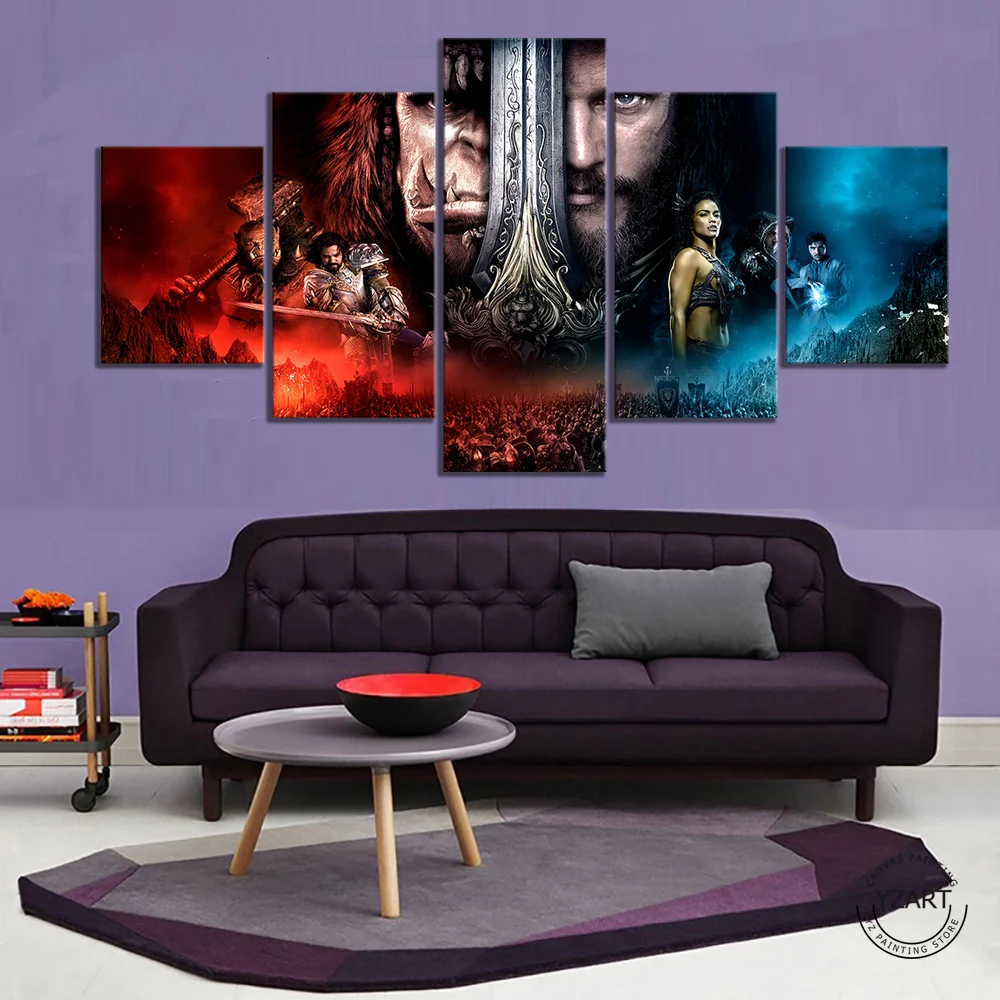 

5pcs World of Warcraft Movie Poster Paintings HD Wall Picture for Living Room Decor Warcraft Game Poster Paitnings