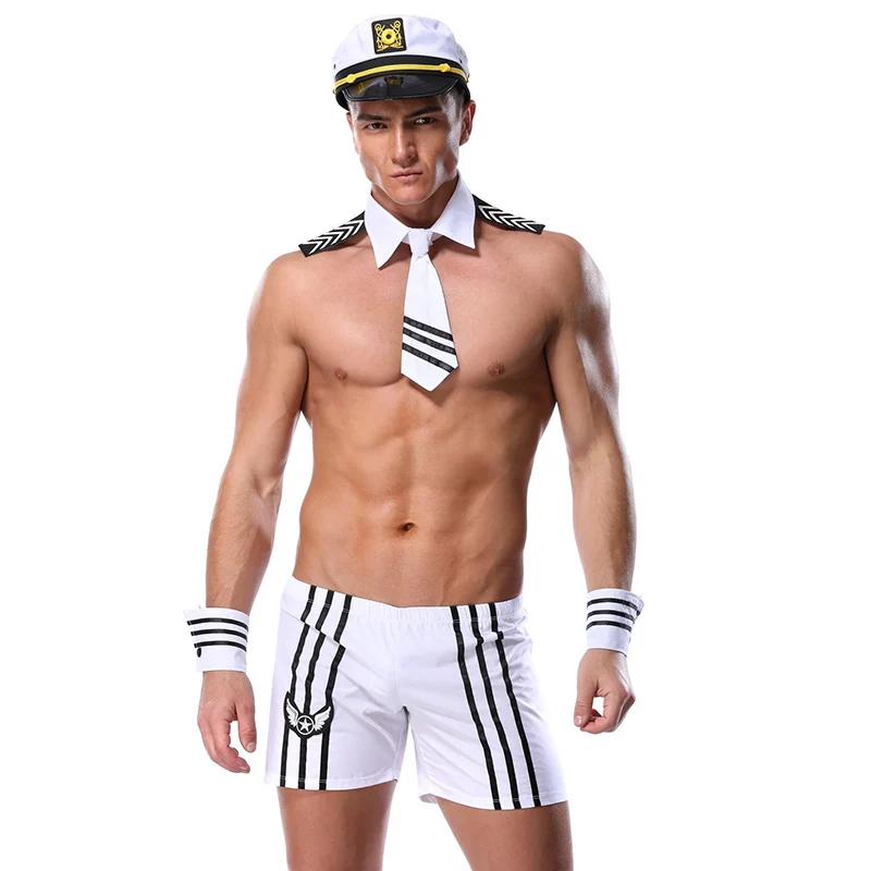

White Navy Sailor Outfit Halloween Uniform Male Carnival Party Cosplay Clothes Sexy Adult Costumes For Men Night Club Party Wear