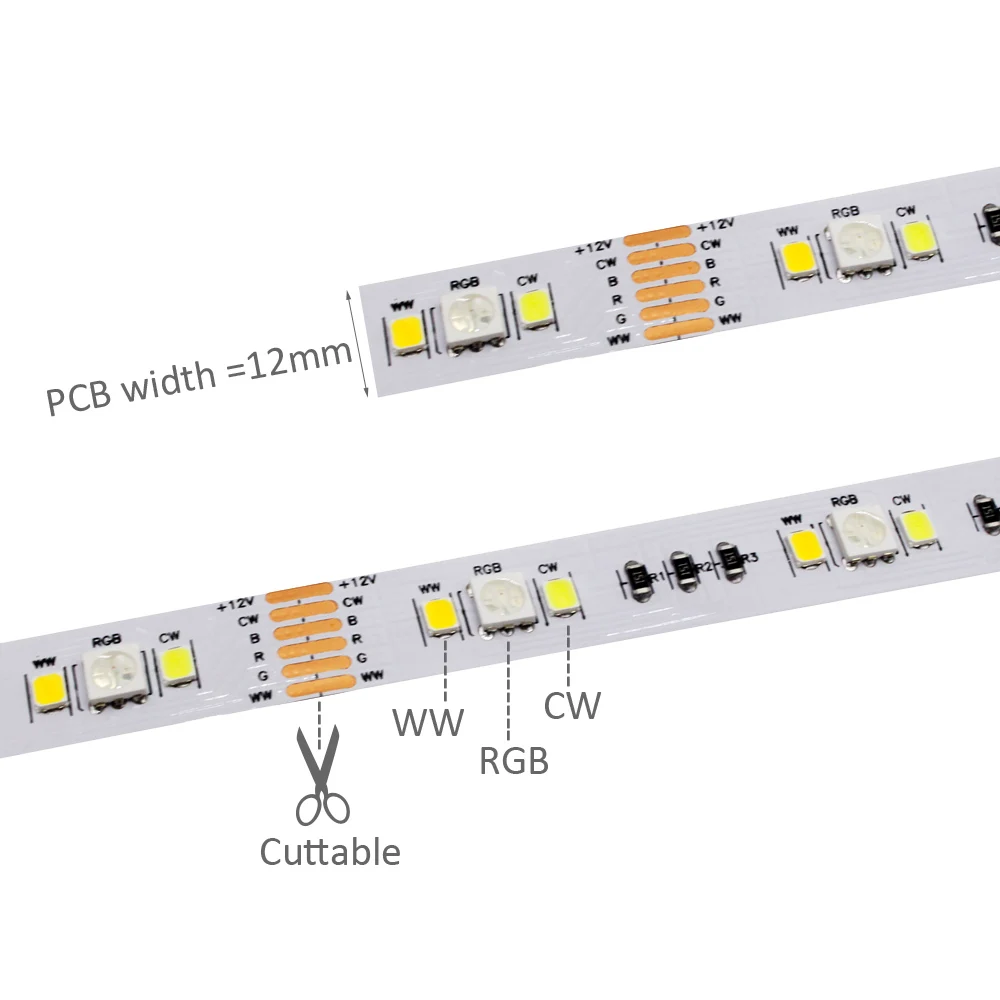 Светодиодная лента RGBCCT 12 В водонепроницаемая IP65 24 постоянного тока RGB CCT трубка IP67
