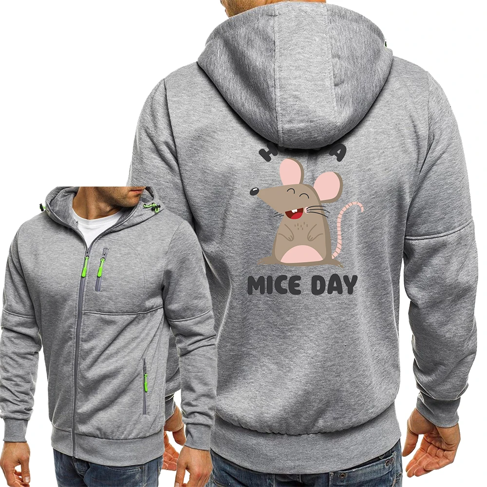 

Have A Mice Day Cartoon Hoodies Mens Casual Loose Zip Sweatshirts Fashion Hip Hop Hooded Coat Autumn Comfortable Outerwear Men