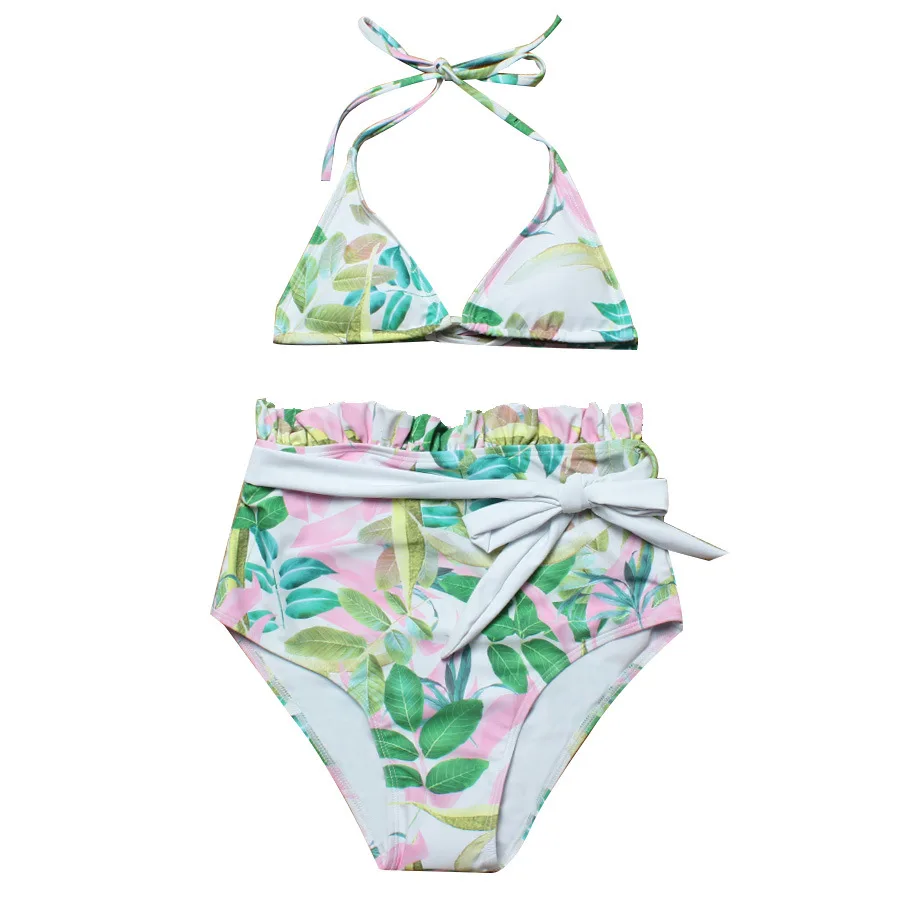 

New Creative Print Split Swimsuit Sexy Frills Slim Fit Lace High Waist Split Bikini High Waisted Bikini Two Piece Swimsuit