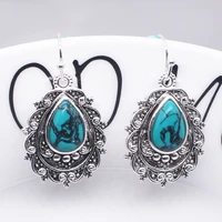 2021 vintage boho water drop earrings for women trendy silver color dangle bohemia female jewelry engagement birthstone gift