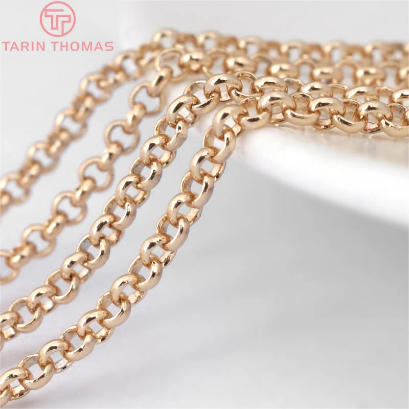 Латунные круглые цепи с покрытием 24-каратным золотом 2 м мм 5 3 цепочки для