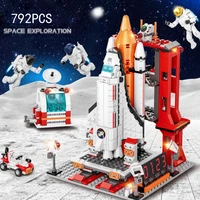 136 scale astronaut action figures mega block space exploration vehicle spacecraft rocket satellite bricks toys for kids gifts