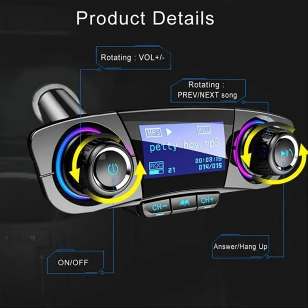 Fm передатчик Aux модулятор Bluetooth Handsfree автомобильный комплект аудио mp3 плеер с
